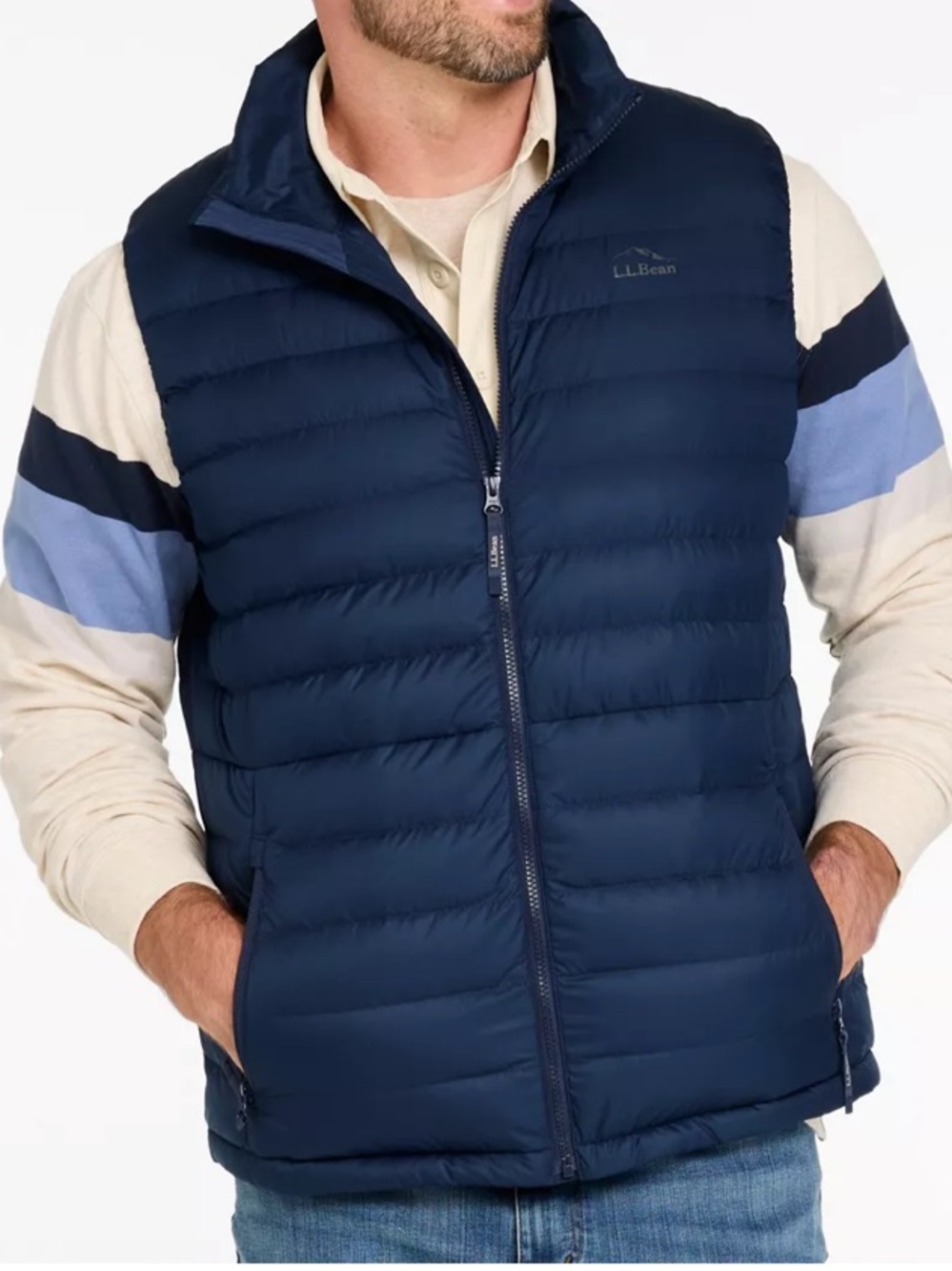 LL Bean's L Reg. Men's Access Down Vest Nautical Navy New in Package. NWT